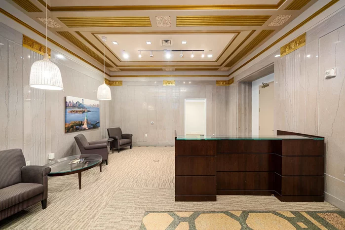 Private office in Rialto-Capitol Luxury Condominiums features a Grand marble entry, conference room, office, kitchenette and a private bathroom. Available now! Located in a historical Art Deco Building. Shuttle Service to and From PATH Stations.