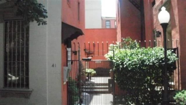Location, Location, Location! Lovely 2BR/1BTH located at Hudson Mews on 1st St. bet. Hudson St. and River Rd. This unit has a fantastic flr plan and features a wood burning fire place, gleaming hw floors (just refinished), dining area, galley kitchen with wood counters, bright and airy w/ windows on 3 sides. Lovley gated complex just 2 blks from the Path and 1 from Pier A Park. Complex features include a very large common roof deck with barbque area, laundry room, gated entance, firewood storage area.