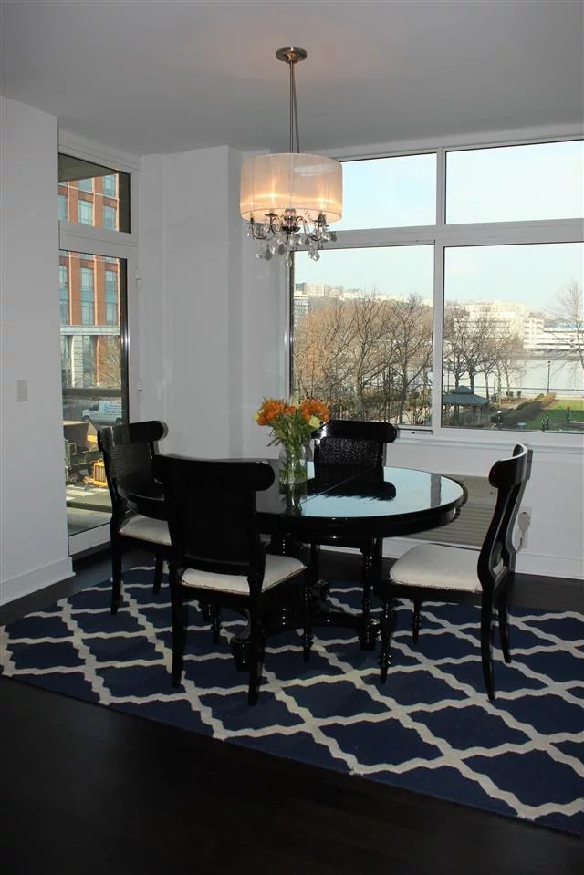Located in Hoboken's newest luxury building- 1450 Washington! Gorgeous 2Bed, 2Bath CORNER home w/ private balcony. Perfect open plan layout w/split bedrms/bathrms, entry foyer & large entertaining space. Huge windows w/ panoramic views of Hoboken Cove & Hudson River. Contemporary design w/ high end finishes & appliances incl. washer/dryer. Concierge, gym, shuttle, childrens playroom, courtyard, rooftop w/ outdoor kitchen, firepit, lounge/dinning area, community room. It doesn't get better!