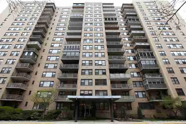 Enjoy open layout, sun, terrace in largest 1 BR in luxury high-rise near JSQ Path to NYC! W, SW, NW exp fr balcony. Recently painted linen white. Designated dining room area, huge windows, dishwasher, galley kitchen, newer black refrigerator, cooktop, wall oven. Huge living rm/foyer/dining rm open combo. 4 closets & 2 walk-in closets! Oversized bedroom, parquet floors in closets as indicator of floor under w-w. Tiled bath. Complex features parking, pool, 24hr doorman & elevator. Call for prkg & pool fee.