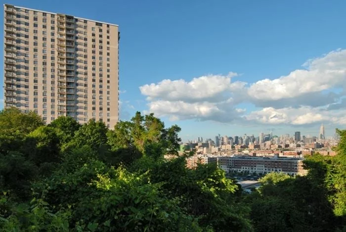 Welcome home to this thoughtfully renovated sunny 2 bed/2 bath apartment with NYC skyline views in a full service building. Open kitchen, granite/stainless, new windows, custom closets, spa bath, private balcony. Enjoy the seasonal pool, on site deli, dry cleaner, community room, 24 hr concierge, gym. Maintenance includes taxes, utilities, HOA. Parking $150/mo, free AM PATH shuttle. Pets ok - strict 35# limit 1 dog, cats ok. Close to bus, light rail, shopping, parks, schools. Great value and convenience!