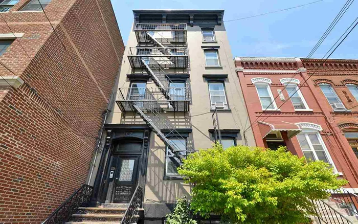 NYC views and an urban bohemian vibe deliver effortless cool in this spacious 1 bedroom + den home filled with features. Step inside the beautiful extra wide 19th century brownstone building and you'll start to see and feel what makes this home so special starting with the fabulous layout that delivers tons of light from multiple window exposures and a truly spacious feel. Solid pine wide plank flooring and high ceilings set the tone and the style continues throughout the large eat-in kitchen with amazing solid wood center island, wood counter tops, stainless steel appliances, sleek cabinetry and tin ceilings and your spacious bath with beadboard wainscoting. Kicking back in the awesome living room with NYC views is simply inspiring and stirs your creativity but keep going to your king-sized master bedroom with gorgeous tin ceilings and a terrific multipurpose den off to the side of it and you will be in bliss for the evening. The building has a common laundry room and a big yard with nice trees, plants, barbecue and vegetable garden for you to enjoy and you'll only be just 10 minutes to the Liberty State Park Light Rail. The Grind coffee shop is just around the corner to get your caffeine and sweet tooth fix and Lafayette Park and Pool just down the street too. The still affordable Bergen-Lafayette neighborhood is on the rise so come see this home today!