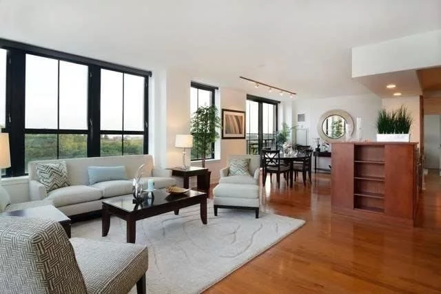 Be the envy of all, DIRECT UNOBSTRUCTED NYC and HUDSON RIVER VIEWS, Maxwell Place. Fantastic southeast corner home that floods the home with natural light. This 1430 SqFt 2 Br, 2.5 bath has all the comforts that you deserve. Open style kitchen that overlooks both living and dining room features granite counters, breakfast bar, custom cabinets and ss appliances. Master bedroom fits king bed and has two closets. En suite bathroom is outfitted with dual sinks plus separate shower and soaking tub. Relax on your private direct view balcony. Community features 24 hr concierge, 2 pools, 2 gyms, 2 community rooms plus landscaped roof gardens with bbq's, tv and fireplace. Commuters delight with the ferry and bus to NYC within a couple of blocks or take the private shuttle to the path. Deeded Parking included.