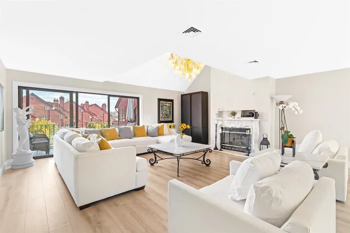 Enjoy Living on the Hudson in this 2, 613 sq.ft. 3 bedroom, 2.5 bath duplex townhome with New York City & Hudson River views. Located within the gated Roc Harbour townhome community, this renovated South/East exposure layout is flooded with sunlight & features a modern chef's kitchen with a large center island with Quartzite counters, white custom cabinets, stainless steel appliances including an LG double oven and an area for dining. The spacious living room has vaulted ceilings, wood burning fireplace, access to terrace and a formal dining area. The over-sized primary bedroom features a large WIC, renovated marble bath with marble top double sink vanity, soaking tub and seamless glass shower. Additional features include wide plank white oak floors throughout, Central A/C, Washer/Dryer in unit, 3 private terraces, private garage parking for 2 cars, & common elevator from the garage area to your front door. The home owners's association is planning to renovate the exteriors of the homes in the complex and new landscaping is to follow. Located near River Rd, Roc Harbor provides easy access to the NY Waterway Ferry to NYC, Hudson/Bergen Lightrail, Lincoln Tunnel, Rt 495, George Washington Bridge & many shopping and dining options.