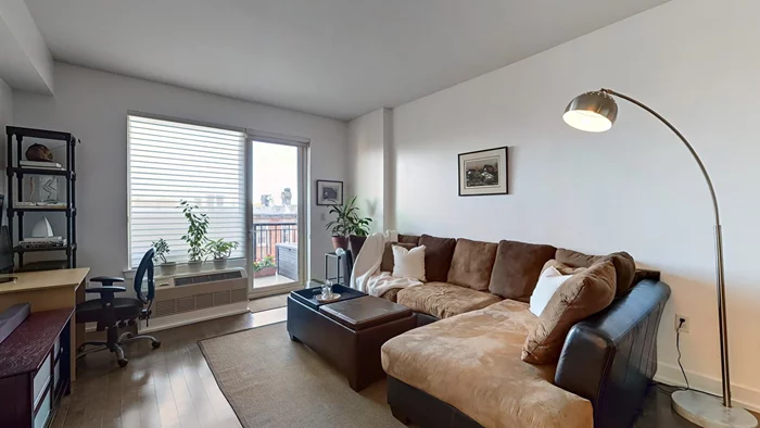 2 bedrooms and 2 full bathrooms with loads of closet and storage space, open floor plan, private balcony, spacious master suite and deeded parking. This 1, 165 Sqft condo is minutes from the Lincoln tunnel with many busses within 1 block. features, stainless steel kitchen appliances, full sized washer/dryer, deeded parking and west facing balcony to enjoy breathtaking sunsets all year. Child and pet friendly, The Thread provides many sought after amenities throughout the 7, 000 sqft of common space such as outdoor garden space with grills and putting green,  lounge with pool table, state-of-the-art gym, designated children's play room, dog run, 3 elevators, on site management, full time maintenance crew and 24 hour concierge. Lobby and hallways scheduled for remodel