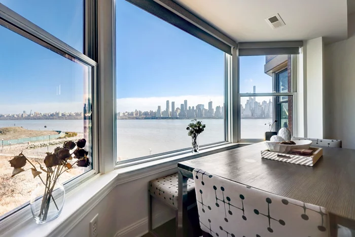 Sought After One Bedroom Condo on the Hudson River Waterfront in Prestigious Grandview II Community. 849 Sq Ft of Living Space Invite You to Enjoy the Serene Views of the NYC Skyline and Hudson River While your Own Private Balcony Affords You the Opportunity to Relax Outdoors From the Comfort of Your Own Home After a Long Day of Work. The Kitchen is Complete with all White Cabinet and Countertops, Stainless Steel Appliances. An Oversized Bathroom with standing shower and Jacuzzi Tub and Spacious Bedroom with NYC Views Complete This ideal home in an ideal setting just steps away from NJ Gold Coast's iconic riverwalk, walking distance to the Ferry, Light Rail, NJ Transit Bus Stop. Restaurants, Starbucks, Liquor Store, ACME Supermarket and more are all at your doorstep in a newly renovated building that offers indoor parking, 24-hr concierge, gym, outdoor pool, kids play room, conference room, residence lounge and more.