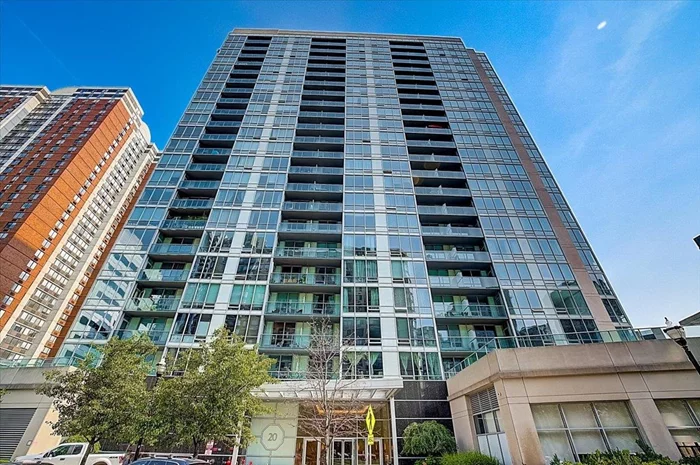 Unique South-facing 1160 sqft 2BR/2BA with balcony, offering partial Manhattan Skyline & Hudson River views. Optimal layout for both privacy and entertaining, the two spacious bedrooms located on opposite sides of the living space. Floor to ceiling windows allow for natural light all day long. Home comes with tons of storage including an oversized closet in the living room and walk-in closet in the primary suite. Luxury building amenities include: rooftop terrace with Manhattan views, full gym, media room, office, sauna, steam room, Jacuzzi, party room, and kitchen. 24/7 concierge. Shops, restaurants are close by and tennis court and supermarket is conveniently located right downstairs. Enjoy the Hudson River waterfront walkway. Easy commute to Manhattan by Path, bus, and ferry. Garage Parking is available for rent.