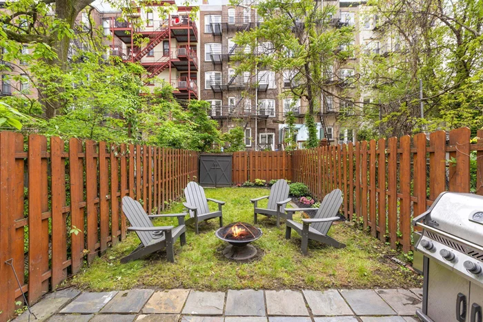 Welcome home to this move-in ready, well maintained 2BD/1BA with large private outdoor space in the heart of Hoboken! This beautiful garden level home features an updated open concept living & kitchen area, great for entertaining. Chef's kitchen features ample cabinet space, an eat-at breakfast bar, granite countertops, and stainless steel appliances. Enjoy the subtle charm of this home with exposed brick in the living room & bedrooms and French doors leading to the primary bedroom. The home has a thoughtful layout with bedrooms on opposite ends allowing for privacy. Primary bedroom has large windows allowing for sun to drench the home in the afternoon & evening hours. Home features porcelain floors, in-unit full size washer-dryer, walk-in closet in the primary suite, central air w/ google nest controls, and direct access to your very own backyard. Conveniently located on the highly desirable tree-lined street, Park Avenue. Prime location, close to all Hoboken has to offer including shops, restaurants, and transport to NYC on Washington Street and a short distance to the Path.