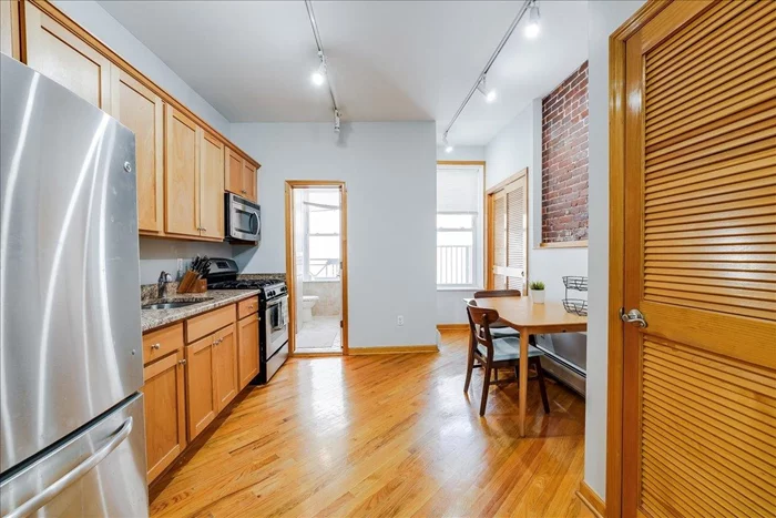 Beautiful and sunny 1 Bedroom / 1 Bathroom Condo in the heart of Hoboken. This unit features hardwood floors throughout, Large closet in the bedroom and a beautiful brick faux fireplace, lots of storage. Owner will be installing washer/dryer in unit. Shared backyard, prime location, close to shops, restaurants, and parks. Conveniently located close to all transportation. Rental Parking Garage on the corner of 4th and Grand.