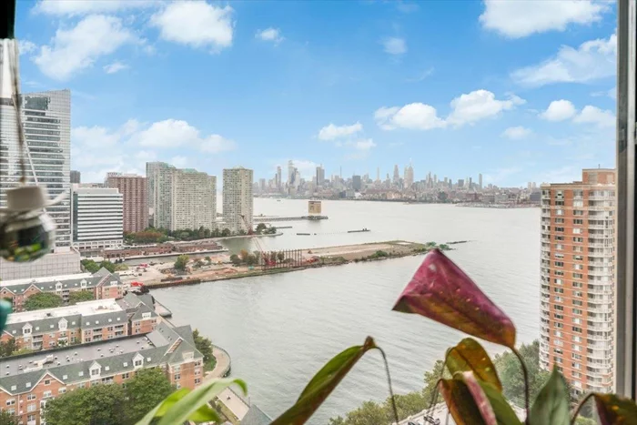 Gorgeous sun-filled 1bed-1bath unit on one of the top floors in the waterfront Portofino Condominium with amazing views of NYC. Bay windows & gleaming HW floors in living/dining room. Open kitchen with stainless steel appliances, W/D in unit, and parking available for rent! Full-service building with 24-hour concierge/doorman, fitness center, swimming pool, business center and children's playroom. Direct Midtown Manhattan view as well as Hudson River. Steps from Newport and Exchange Place PATH train stations and Hudson-Bergen light rail.