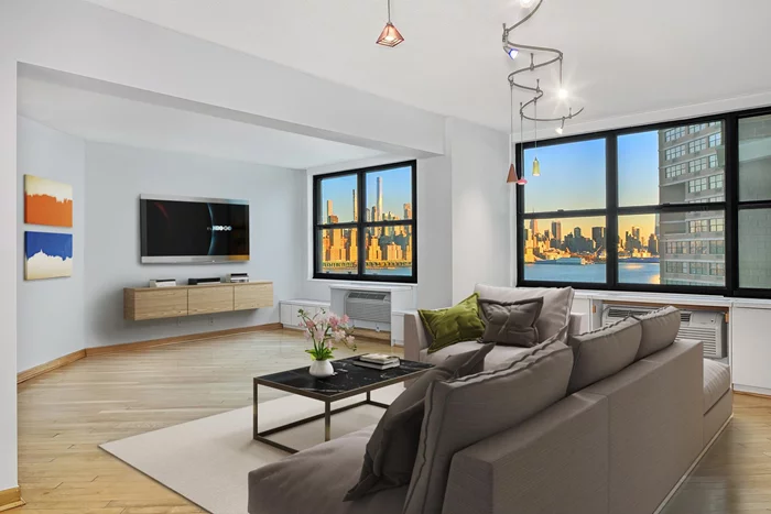 Windows that Wow-Eye pleasing Iconic NYC Skyline views meet urban Luxury over the River in this Enormous 2/3 Bedroom convertible 2 Bath condo. Tasteful Modern updates abound the sprawling open concept floor-plan with soaring ceilings, unique to the 16th floor! Discover exciting Skyscraper Eastern views; Empire State Building to Hudson Yards from walls of windows-everywhere! The expansive 2000+-sq. ft. layout boasts spaciousness & flexibility to work from home, entertain & Live comfortably in a Modern luxury setting. Options abound to create a 3rd Bedroom, home office in the Double sized living space depending on your Lifestyle needs. The Modern Open Kitchen features abundant cabinetry,  SS appliances & opens to a dedicated dining space. Tranquility + Splendid Views await in 2 generous size Bedrooms. The Enormous King sized primary Bedroom suite showcases some of the best NYC Skyline views with plenty of room for Lounging. With 2 walk-in closets & ensuite Bath with tub + glass enclosed shower. Travel down the hallway to 2nd Modern full Bath with shower. HOA includes: ALL UTILITIES; Heat; Electric; A/C; Water; Gas+Amenities Galore: 24hr concierge; New Indoor/Out Pool-heated Pool; Fitness Ctr; new lighted Tennis/pickle ball courts; Lounge; Playroom; Sauna; Gardened rooftop. Terrific Shops on site; F/T Maintenance. Pet's welcome. Discover the Galaxy Towers Luxury Condo located on Desirable BLVD East, a 5-mile Dream commute to NYC is steps away! Surrounded by terrific shopping, Dining, Eateries, Waterfront entertainment. Don't Miss Out!