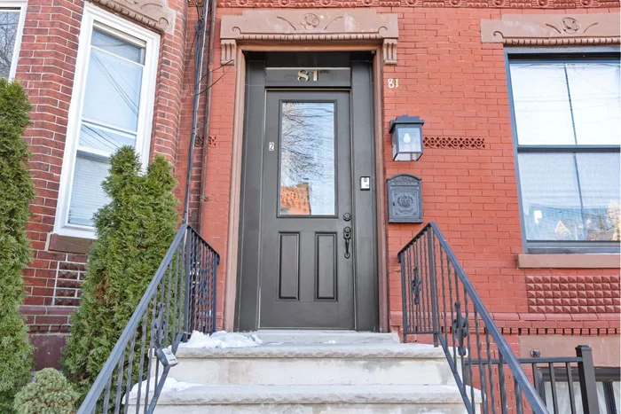 GREEN WITH ENVY ON ASTOR PLACE... your neighbors will be, after they see your brand new Hunter Green kitchen! Be the first to live in this sun-filled brownstone duplex, top corner unit with three exposures, private roof deck with NYC views. Too many windows to count! This historic solid brick home has been reimagined into a modern urban dwelling, with white oak floors, large black frame windows, and soaring 10 foot ceilings. The primary level features an open concept custom kitchen, bright and airy living & dining areas, as well as a spacious secondary bedroom and full bathroom. Custom kitchen with floor to ceiling cabinetry, center island with seating, quartz counters, and bay window breakfast nook. Second level features a primary suite with ensuite bath, third bedroom, third full bathroom and bonus family room with stairs leading up to the private roof deck. Located on a quiet Brownstone block in Bergen Hill, Bergen-Lafayette is a vibrant neighborhood with nearby restaurants, cafes, schools, Berry Lane and Lincoln Parks. Commuter's dream with easy access to Lightrail, PATH and NYC transportation. **Reach out to our preferred lender Jackie Koven at Cross Country Mortgage for special financing programs, offering $8, 000 to 22, 000 grants for down payment assistance or closing costs.**