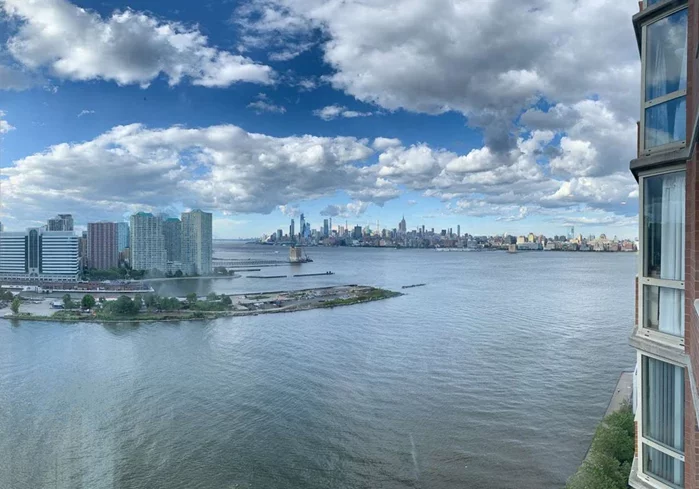 Welcome to a newly updated apartment at Mandalay on the Hudson! Enjoy Spectacular Midtown and Hudson River views from this 22nd floor condominium which features open kitchen w granite counters, h/w floors, SS appliances, in-unit washer/dryer, dishwasher, and walk-in closet. Residing within a full service waterfront building with 24 hr concierge, 24 hr gym, tot-lot, downtown Jersey City's largest outdoor swimming pool, plus patio/grilling area, business center and clubroom/lounge with free WiFi. Mandalay has easy access to Newport Pavonia & Exchange Place PATH trains, Light Rail & Ferry. One parking spot is included in rent. Broker fee is 1-month rent to be paid by the tenant.