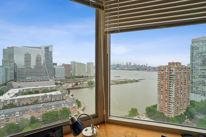 Available on 8/1. Rent covers water, hot water, basic internet and cable, and access to all amenities. Sorry no pets. Assigned garage parking is extra $200/m. This well maintained 1-BR/1-BA residence is housed within one of the Hudson Waterfront's most desirable luxury buildings. A brief entryway leads to this sophisticated unit boasting North exposure with breathtaking Hudson River and Midtown Manhattan views and oversized windows taking in abundant natural light. This floor plan offers one of the most efficient layouts in this area without an inch of wasted space, making it feel way more than 765 Sq Ft. Portofino is a full-service building featuring 24-hr concierge and doorman, on-site super. The amenity space features a lounge, kids' room, Ping Pong room, gym, a heated pool with BBQ grills and a serene landscaped outdoor space. This superb location is conveniently located blocks from the Harborside Park, ShopRite, BJ's, shopping and dining. Whole Foods is two blocks away. Ferry to NYC, Newport, Exchange Place & Grove PATH stations, and the Harborside Light Rail Station are at doorstep. No smoking.
