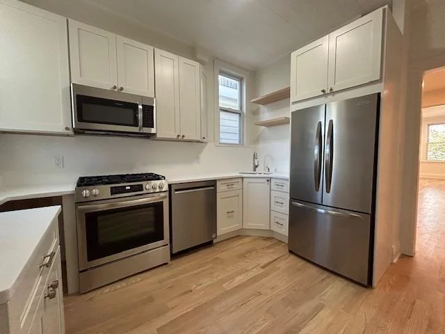 Beautifully renovated 2 bed/1 bath in the desirable Kings Bluff section of Weehawken. Highlights include a spacious living and dining area, stylish bathroom, hardwood floors throughout and an abundance of natural light. Enjoy the convenience of free laundry facilities in the basement and easy street parking just outside your door. This prime location is steps away from NYC transportation, with nearby parks and shopping