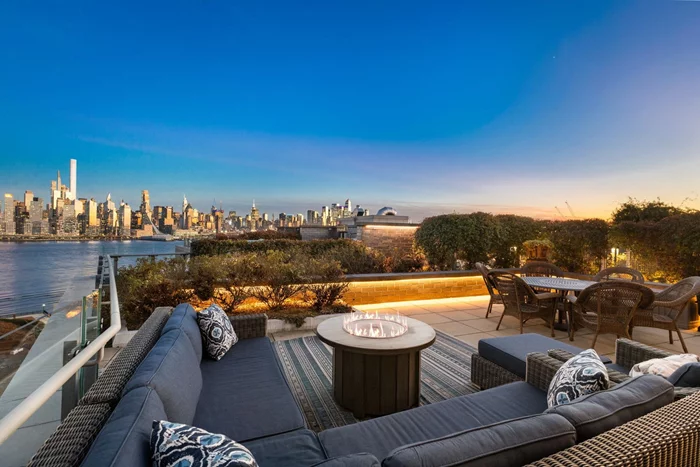 This three-bedroom penthouse at 9 Avenue at Port Imperial offers unrivaled views of the Manhattan skyline, paired with a sprawling private terrace that defines indoor-outdoor living. The bright, open layout is perfectly designed for both comfort and sophistication, featuring a versatile kitchen and a tranquil primary suite with an en-suite bath. A rare opportunity to live in a home that blends style with a view that speaks for itself. Residents enjoy exceptional resort-style amenities covering 40, 000 square feet, including a 24/7 concierge, multiple resident lounges, an infinity pool, a 6, 000 square foot fitness center with a yoga studio, an aerobics studio, and a weight room, two saunas, a thoughtfully designed expansive play area for children, and two landscaped community decks with fire pits and BBQs, all overlooking The Greatest City in The World.