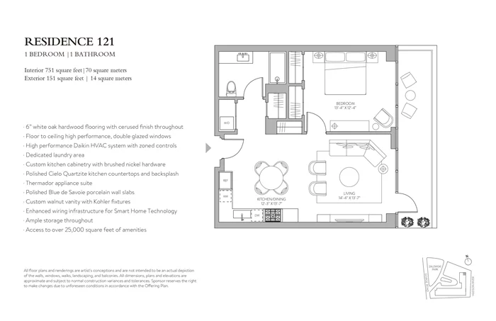 Unit 121, Interior 751 SQFT, Exterior 151 SQFT. Water are included in the rent, and electricity and cable are excluded. No Amenity Fee. One Park brings together forward thinking design and cutting-edge technology in each residence, offering generous floor plans and the finest finishes throughout each home. Drawing from the beauty and serenity of The Palisades, One Park punctuates the natural landscape it occupies. One Park's architectural firm, Architectura, has created a building with life and emotion where people are connected. The architectural details are all unique, yet blend to form a sophisticated design that remains focused on simplicity and cohesion. Dynamic balconies highlight the design concepts as a fluid connection to the site and its unique setting on a cliff. The result is a building that provides each resident with a unique experience, both architecturally and visually, with the unparalleled views it create Amenity, gas and water are included in the rent. No smoking allowed.  12 month lease minimum. First full month rent and security deposit are due at lease signing.