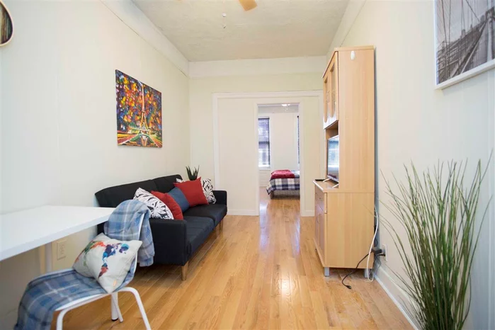 Railroad-style 1 bedroom in walk-up building (3rd floor). Pets possible on a case-by-case basis. Just a short distance from Church Square Park, NYC busses, Hoboken's shops & restaurants and the PATH station. Laundromat on the corner does wash and fold.