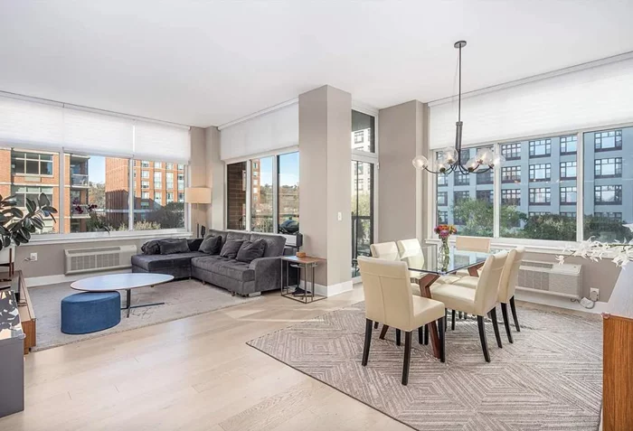 Welcome to 1400 Hudson, one of Hoboken's most luxurious, amenity filled waterfront communities. This 1, 285 square foot 2 bedroom, 2 bathroom home is unique to the building with a larger floor plan, high ceilings, custom Hunter Douglas blinds, designer built-in shelves in every closet & NYC views from your very own private terrace! The open-concept design will lead you right into a state of the art kitchen equipped with Thermador & Bosch stainless steel appliances & quartz countertops with a breakfast bar. Generous living space throughout with a separate defined dining room. The master en-suite accommodates a king size bed and the spa inspired master bath features a rainfall stand up shower & double vanities. In-unit front load washer & dryer. With world class amenities & contemporary finishes; this home is the entire package. It gets better! Conveniently located on the same floor is an included one car indoor parking space. Ideal for the every day commuter, this home is just one block from the NY Waterway Ferry, a complimentary shuttle service ride to the PATH trains & just steps from the NJ Transit bus routes. Rent includes use of all of the amenities; gym, 24 hour concierge, two fitness centers, yoga room, children playroom, community room, roof top with BBQ area, outdoor pool with cabanas & NYC views and a landscaped courtyard. Welcome home!