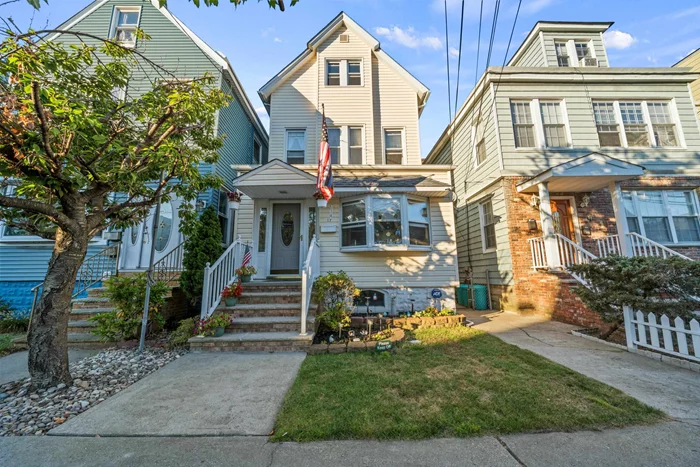 Welcome to 17 E 35th St! This 3 bed 2.5 bath single family home is situated in the heart of Bayonne and bursting with pride of ownership. Upon walking in, you will be greeted with a bright and airy sunporch perfect for early mornings or golden hour. Walking in you will notice 9+ ft tall ceilings, a perfect room flow, and tons of sunlight throughout. This home offers tons of room for equity build as there is a full height walk up attic boasting 2 extra rooms as well as a full height basement to make your own. This property has been flawlessly maintained over the years featuring a new roof, water heater, and backyard deck. The boiler is less than 10 years old and all 33 windows have been replaced. This property is located in Horace Mann School district and less than 1 block away from 34th St. Light Rail Station making the commute into the city a breeze.