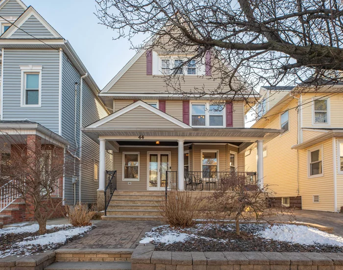 Welcome to your dream home! This meticulously maintained one family home shows pride of ownership. Located in mid-town Bayonne, steps to Horace Mann School and a short distance to buses, light rail, and the county park. The perfectly landscaped home features lovely pavers in the front of the home continuing through the driveway. As you come up the steps to the home, you will notice the large porch, where you can sit and relax and unwind with family or friends. As you enter the vestibule of the home, you will immediately notice the beautiful crown molding, which carries through the entire home. You will enter into a small sitting room and will also notice the staircase, which is accessible on both sides, through the hallway and the kitchen. The staircase features a stained-glass window which perfectly lights up the entire entryway. There is a coat closet near the entryway staircase. The family-sized living room also features a stained-glass window and pocket doors as you enter the spacious dining room. The living and dining rooms feature beautiful yellow pine flooring. Continue past the unique Butler's pantry with ceiling-high glass cabinets to the oversized kitchen. This amazing kitchen features extra-wide quartz countertops, complete with peninsula, a cooktop with 5 burners, an electric double oven with convection, a microwave, an oversized stainless-steel sink, a custom, built-in counter-depth refrigerator, and an additional bar sink for entertaining. There are Pella windows with built-in blinds and an 8-foot sliding door leading to the backyard deck. Just off the kitchen is a newly renovated full bath with glass encased shower stall and marble flooring. The second floor of the home features four total bedrooms and 2 full baths. The three large bedrooms have hardwood flooring, huge mirrored closets, ceiling fans, and a tiled full bath with closet space and plenty of storage. The second floor's fourth bedroom is an en-suite with a ceiling fan and recessed lighting, a skylight that opens, a walk-in closet, and a full bath also with a skylight, a jacuzzi tub and an oversized shower stall. There is a laundry chute located in the hallway outside the master bedroom and a linen closet in the hall. As you ascend the steps to the attic, there is another hidden storage space in the wall. The attic features two large bedrooms, complete with a partial view of NYC, ceiling fans, carpeting, and a deep closet and attic crawlspace for storage. There is a full finished basement with a half bath, a laundry room with front loading washer and dryer, and a storage area with Bilco doors that leads to the backyard. The backyard features a Timbertech deck with a 12 x 24 oval swimming pool, natural gas grill, and a storage shed. The yard is enclosed by vinyl railings and fencing. There is parking for four cars. The home has two zone gas heat and two central air conditioning units. The smoke detectors are hard-wired throughout the home. This is the perfect move-in ready home for a growing family. Call today to make it your own!