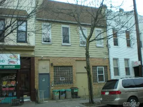 Mixed Use 2 Family/Factory - Live/Work In Upcoming Ridgewood, Vacant 1500 Sqft Commercial Space W/Full Basement & (2) 3 Br Apts On 2nd Floor. 1st Fl. Boasts 15 Ft. Ceilings, Keyless Entry, Security Camera In Front/Hallway. Special Tax Class 1. 2nd Fl Apts W/ Month To Month Tenants, No Lease. Gas/Oil Dual Burning System.