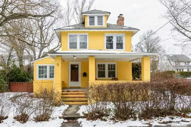 Charming Front Porch Colonial In The Park Section. Large Living Room W/Fireplace, Formal Dining Room, Renovated Kitchen, 4 Bedrooms, 1.5 Baths, Large Deck, Cac, 1 Car Garage Carport, Close To Town, Schools, & Lirr,