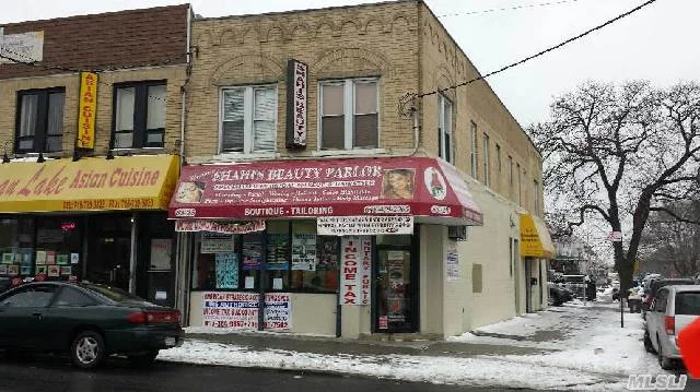 Briarwood,  One Block Off Grand Central Hhwy,  Walk To Subway,  10 Minutes' Ride To Flushing Downtown. Corner Building,   Well Maintained: One Store(Existing Two Stores),  Two 2Br Apts Above,  Sep. Heating & Hot Water For Each Unit. Mint Conditions,  One Parking Space. Cap Above 6%.