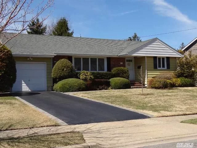 Flower Section Ranch, W/ Bath In Master, Andersen Windows & Slider.Hardwood Flrs Throughout Under Arpet, Salt Water Pool With Heater, Mid Block Location, Berryhill Elem, Short Distance To Syosset Railroad Station. Gas In Street. Pull Down Stairs To Attic In Garage. 2 Sheds As Gift. Electric Roll-Up Awning Over Deck.