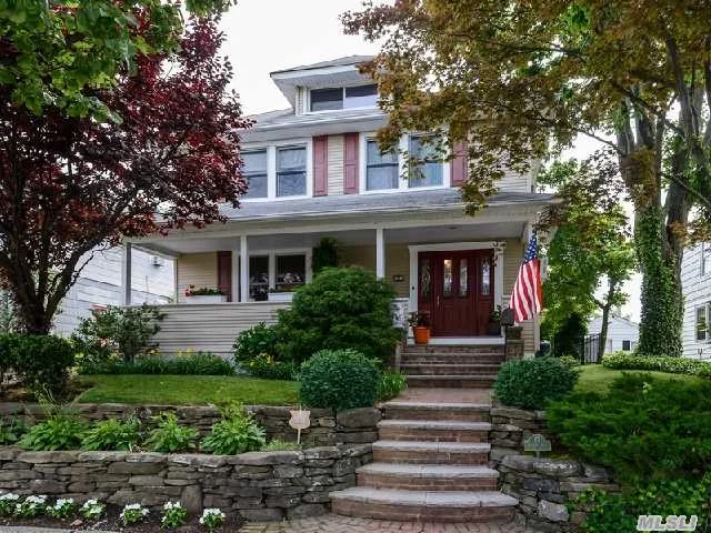 Updated Vintage Front Porch Colonial Featuring 3 Br, 2 1/2 Baths, Beautiful Pine Floors, Great Moldings, Granite Kitchen Open To Dining Room With Fireplace. This Special Home Offers A Nicely Landscaped Private Back Yard With Detached 2 Car Garage. Very Convenient To Town And Lirr.