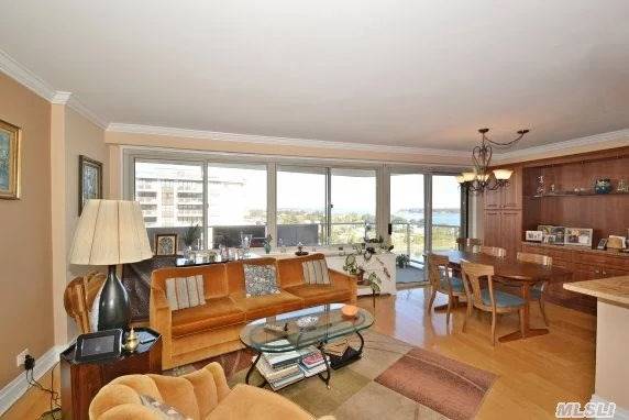 Resort-Style Living, Deluxe Corner, Hi-Floor, 2 Bedrooms, 2 Full Baths, 2 Terraces With Direct Spectacular Water Views, Upscale Renovated, Open Eat-In Kitchen, Stainless Steel Appliances, Hardwood Floors, 24Hr Doorman, Pool, Gym, Tennis, Reserved Indoor Parking, 30 Mins From City By Lirr Or Express.