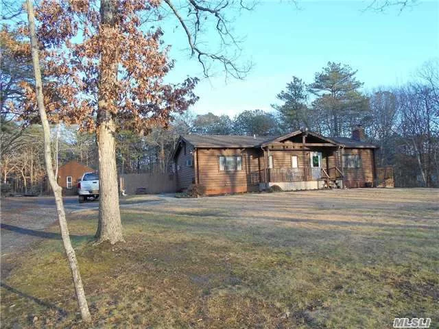 Unique Log Cabin Setback On Private 2.5 Acres, Great Horse Property 3 Bedrooms , Fireplace, Full Basement Part Finished W/Ose, Detached Garage Is An Oversize 20 X 30 2 Car W/2nd Floor Storage Space,