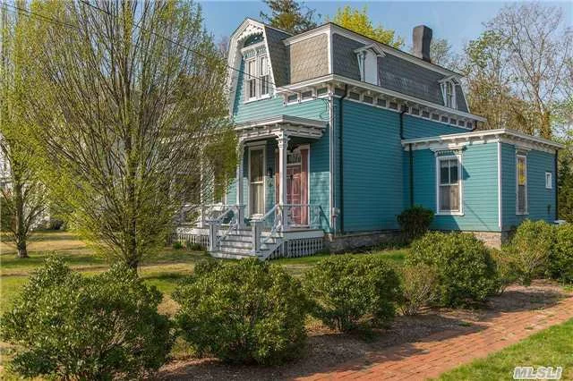 Stunning Greenport Village Grand Dame,  The Home Is Amazing With Soaring Ceilings, Plaster Crown Mouldings, Double Entry Door Foyer, Receiving Parlor, Living Room, Formal Dining, Wood Deck & Updated Kitchen And Baths. Restoration To Keep Civil War Era Slate Roof And More...