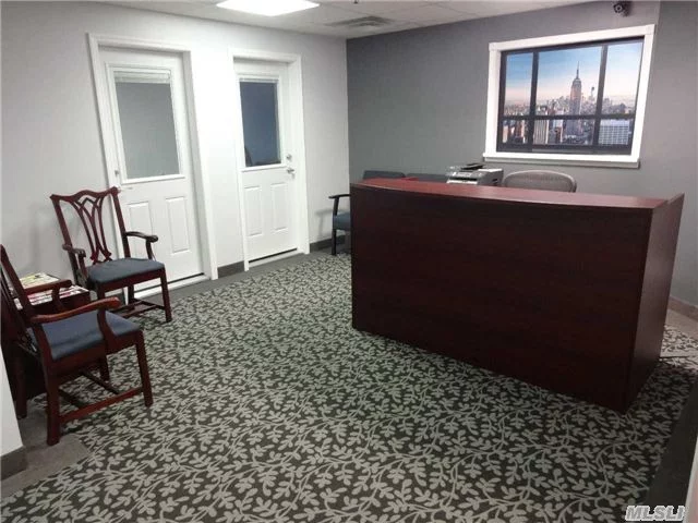 A Nicely Furnished Private Office Within A Professional Center Alongside Of A Waiting Area, Conference Room And A Mail Room With Your Own Personal Secure Mailbox. Access To Hi-Speed Internet Service, Phone Service, Fax, Print, Scan And Copy Machine. Customizable Rent In Order To Fit Your Needs. Conveniently Located One Block Away From The Lirr And Bus Terminals.
