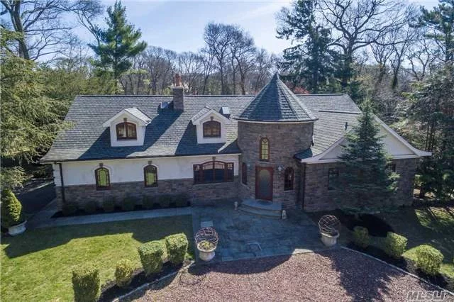 Gated Entry To Court Yard Leads You To A Romantic Country Estate. Custom Renovation W/ 2 Story Stone Turret Mahogany Windows And Copper Gutters.High-End Materials And Craftsmanship Throughout 2+ Flat Acres, Low Taxes, Jericho Schools, Equestrian Property-Professionally Landscaped.