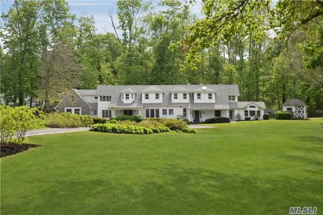 Welcome To Tall Trees Exquisitely Renovated 6, 100 Sq Ft Carriage House Tucked Away Off A Private Lane On 2 Acres In The Historic Village Of Oyster Bay Cove. Enchanting Interior Includes Handsome Wainscoting, Original Doorways, Exposed Hand Hewn Beams Lends To The Sophisticated Country Charm, New Gourmet Kitchen W/Covered Dining Porch. Attached 1 Bedroom Guest Cottage.