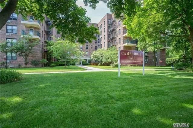 Cambridge Hall Co-Op: 2 Bedrooms, 2 Full Baths, W/Terrace! School District 26. Sunlit Corner Unit With Renovated Efficiency Kitchen And Baths. New Hardwood Floors Throughout & Closet Galore. Spacious Living Rm/Dining Rm, Master Bedroom W/ Adjoining Bath. Den/Formal Dining Rm With Access To Newly Renovated Terrace. Olympic In-Ground Pool On Complex. Near Mta Buses.