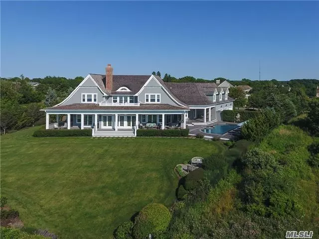 New England Seaside Shingle-A Classic Synergy Of Scale, Materials, Land And Setting. Farrell Building Co. Sweeping Water Views. 5 Br, Custom Millwork And Cabinetry. Eyebrow Windows, Vaulted Ceilings And Architectural Detail Throughout. Beautifully Appointed Kitchen And Baths.Heated Gunite Pool & Spa. Exquisite Landscaped Acre With A Gentle Sloping Path To Beach.Sunsets.