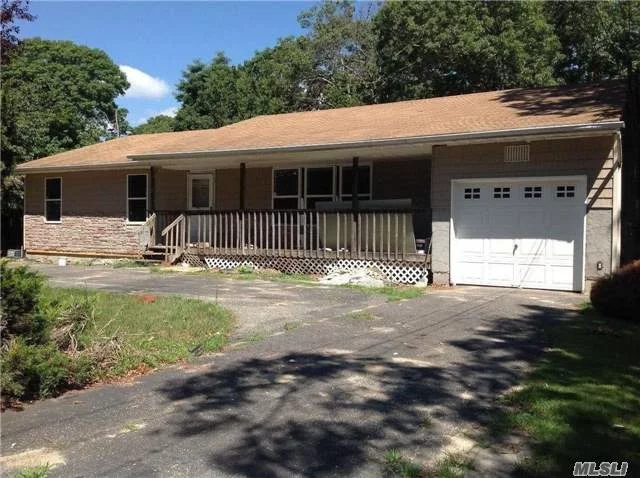 This Large Ranch Home Is In Middle Of Renovation Which Includes New Siding, New Stone Front, , Some New Windows,  New Kitchen, New Bathrooms, New Landscaping, Garage Door. Vaulted Ceilings In Liv Room, 3 Large Bedrms W/Poss 4th, Dining Area, 2 Full Baths, Big Eat In Kitchen, Lg Full Basement, 1 Car Attached Garage, Circular Drive, Much Larger Than Appears