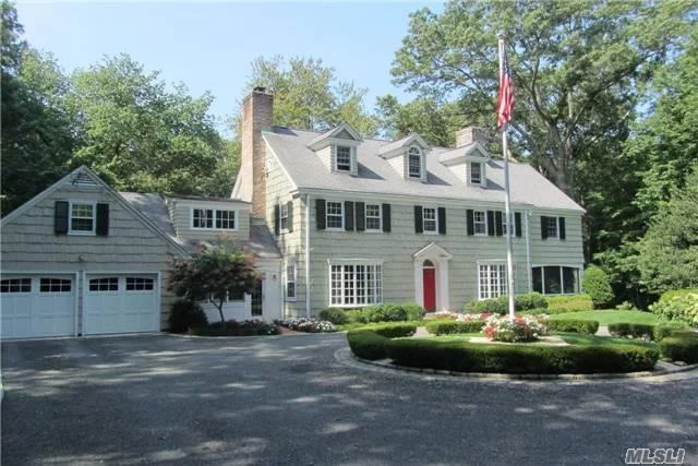 Warm & Inviting Cedar Shake Colonial, Elegant Lr W/Fp, Formal Dr, Library W/Fp, Family Rm W/Custom Cabinetry, Wet Bar, Fp, Gourmet Kitchen, Screened-In Porch. Master Suite W/Fp, Marble Bath & Dressing Rm, 4 Additional Bdrms, 2 Baths. 3.07 Professionally Landscaped Acres, Heated Gunite Pool, His & Her Changing Rms, Sports Court. Great Location.