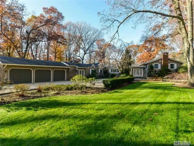 Renovated, Expanded Split Ranch At The End Of A Quiet Cul-De-Sac. A Open Floor Plan With A Generous Culinary Kitchen, 3 Fireplaces, Hardwood Floors And High Ceilings. Two Wonderful Private Acres. Every Modern Amenity. Jericho Sd.