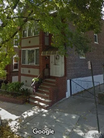 Needs Work. 1st Floor Vacant. 2nd Floor Tenant Occupied-No Lease/ Rent $1250 Per Month.  2 Car Garage With Private Driveway. Subway Short Distance E & F Trains. Sold As Is Condition.