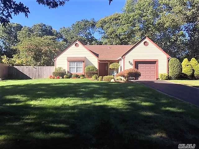 Fabulous, Light & Bright 2 Bedroom, 2 Full Bath Ranch With Eat-In Kitchen W/Oak Cabinets, Granite Counters, & Ceramic Tile, Cathedral Ceilings, Large Family Room, New Heating System & Central Air Conditioning System, Beautifully Landscaped .40/Acre With Brick Paver Patio & Walkway, Brick Lined Driveway, A Must See!