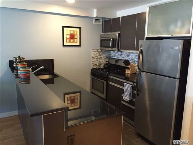800 Square Feet, Freshly Painted And Renovated 2nd Floor Condo In Beautifully Maintained Building. Modern Kit W/Granite Counter Tops & Stainless Steel Appliances, Wood Floors, Sunny And Super Clean Apt. Elevator Building. Available Now! 1 Parking Space Additional $100. Gym And Laundry In Building. Walk To E And F Trains. Very Convenient Location!