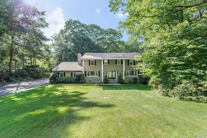 Traditional Center Hall Colonial Set Privately On 2 Acres At The End Of A Cul-De Sac And Backing The Fox Hollow Preserve. Beautifully Maintained With Wood Floors Throughout, Generous Entertaining Rooms, Fireplace In The Formal Dining Room, Den With Fireplace. Sun Room, Guest Bedroom & Full Bth Off Kitchen, Master Bdrm Suite W/Sitting Room Overlooking Lush Beautiful Property. 3 Large Bdrms W/Wood Flrs And Full Bth Double Sinks. Fully Finished Basement With Plenty Of Storage.