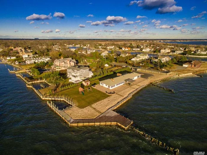 Bayberry Point Bayfront & Canal, Cut-In Boat Slip, Very Private, 1.1 Acres, 330&rsquo; On Bay & 106&rsquo; On Canal. Sunrise & Sunset Views, Fire Island & Bridge Views, 4031Sf Ranch In Perfect Condition, Privacy Wall & Gate.