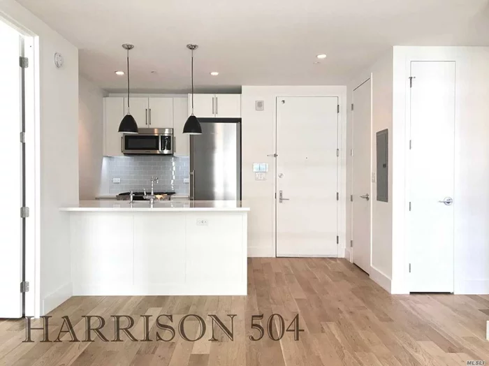 Welcome To The Harrison Residence 504. Gorgeous, Upscale, 2Bed/1Bath Residence, 800 Square Feet, Available March 1, 2019. Open Concept Kitchen With Bosch Appliances, Quartz Counter, Contemp Lighting, White Shaker Cabinets, Subway Tile. Lots Of Space For Cooking, Entertaining Or Relaxing. Spacious Lr, 2 Full-Size Bedrooms, Bosch W/D In Unit. 1 Contemp Bath. 27th Floor Roof Terr With Bbq And Hudson R View. Party Room, Gym, Children&rsquo;s Room.