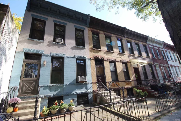 Two Family Brick Townhouse. 5 1/2 Over 4 Rooms, 3 1/2 Bedrooms, Finished Basement, 2 1/2 Bathrooms, Turn of the Century Style with Tin Ceilings, Enclosed Porch, 2nd Floor Terrace. Centrally Located one block From The Long Island Rail Road and the Broadway Junction Station (A, C, J, L, Z trains and Buses). New Boiler and Water Heater and Low Taxes.