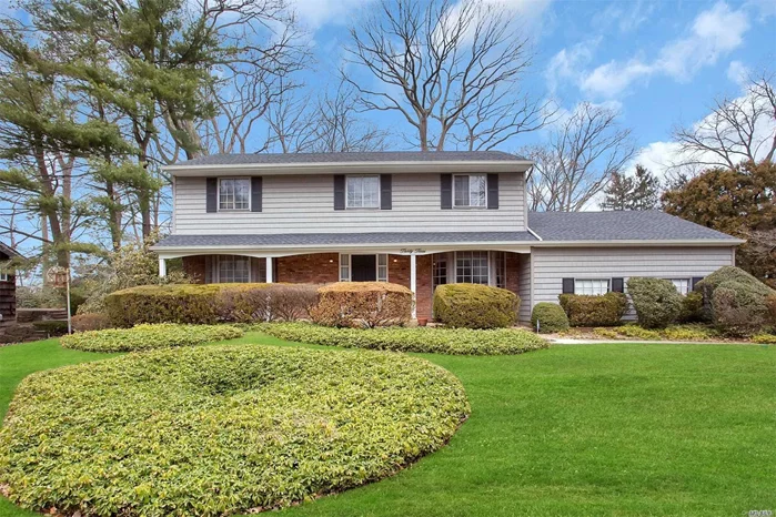 East Hills. CAC Colonial with great layout, bright and airy, on .35 Acre, LR, FDR, Den W/Fpl, EIK, potential main floor master W/ full bath, powder room. Upstairs to 4 bedrooms, 2 baths, expandable attic, 2 car garage, full basement. Beautiful backyard, near East Hills park & Pool.