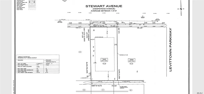 Huge piece of property (71x142=10k+ sq ft) for sale-- Plot A (WESTERN lot in 2-lot subdivision) already fully-approved building plot by Nassau County Planning Commission... Buyer/Builder only needs to get own plans drawn-up & then submit for necessary building permits directly to/with Town of Oyster Bay Bldg Dept, as if for any other new home project on a single & separate build-able lot of land. Applicable zoning allows for approx 3800 sq ft (+ bsmt) new home w/many new home comps over $1mil!